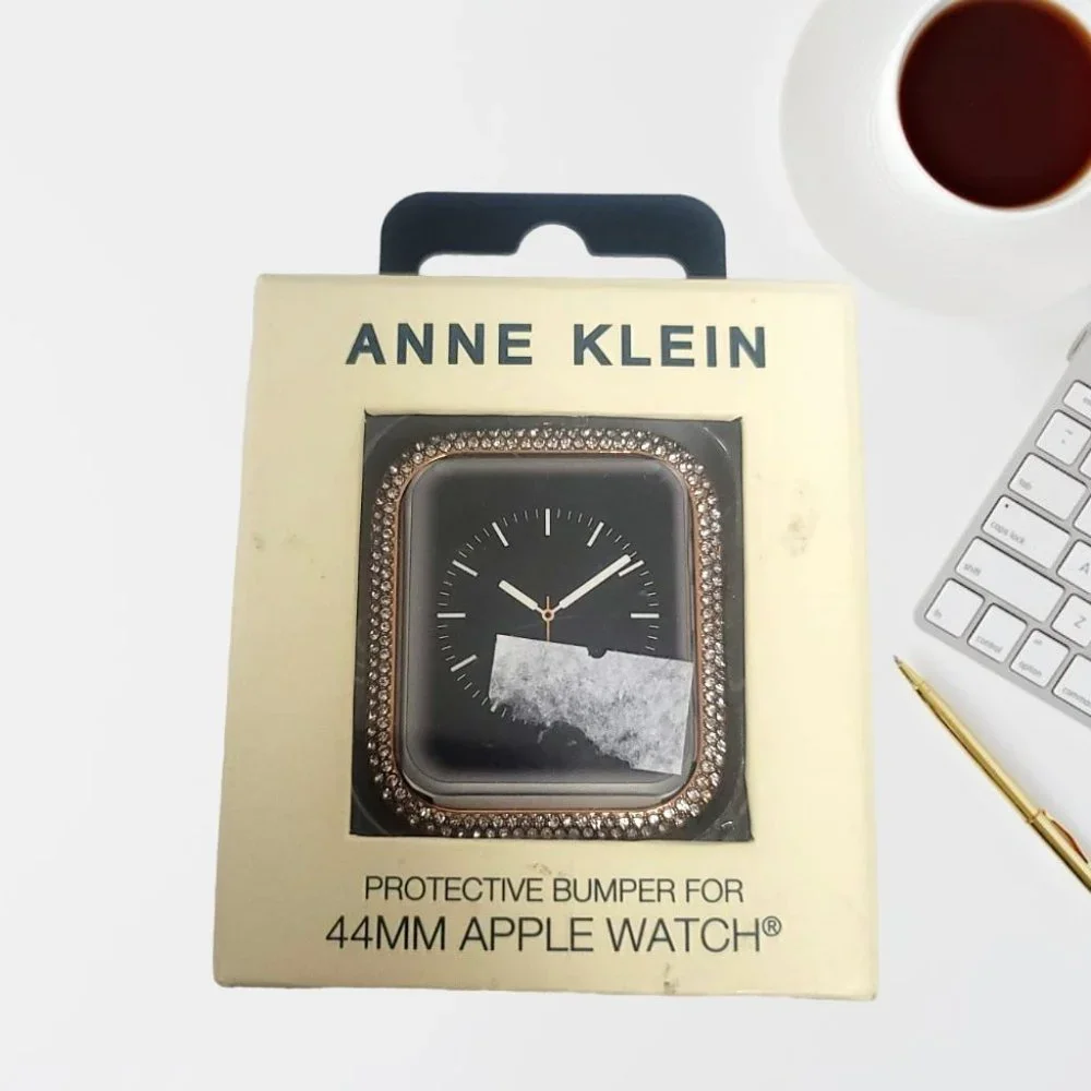 Anne Klein rose gold crystal encrusted protective case for Apple Watch- 44mm